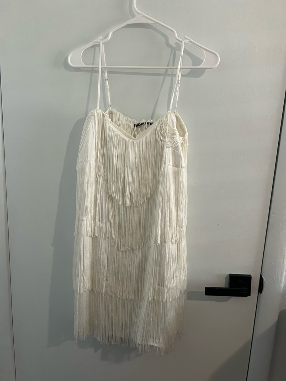 Abercrombie Ivory Fringe Spaghetti Strap Dress